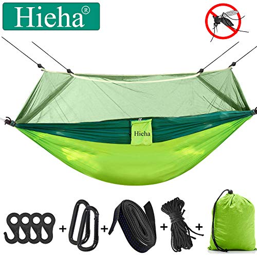 Hieha Camping Hammock with Mosquito Net, Portable Hammocks with Bug