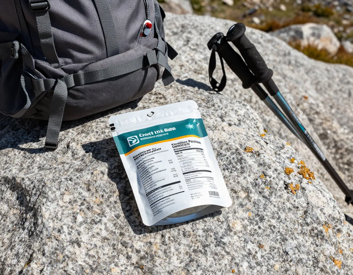 Peak refuel high calorie backpacking meal pouch with nutrition facts