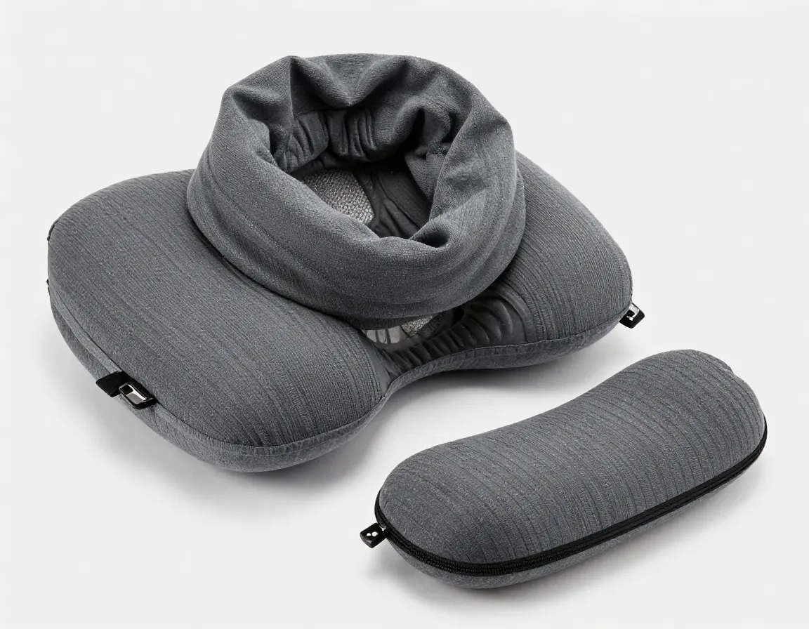 Trtl travel pillow scarf style ribbed support structure water resistant case