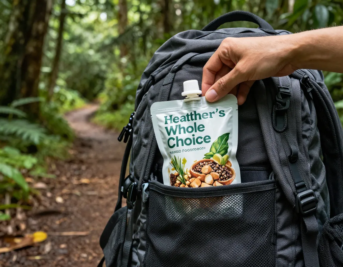 Heathers choice packable meal pouch with whole food ingredients