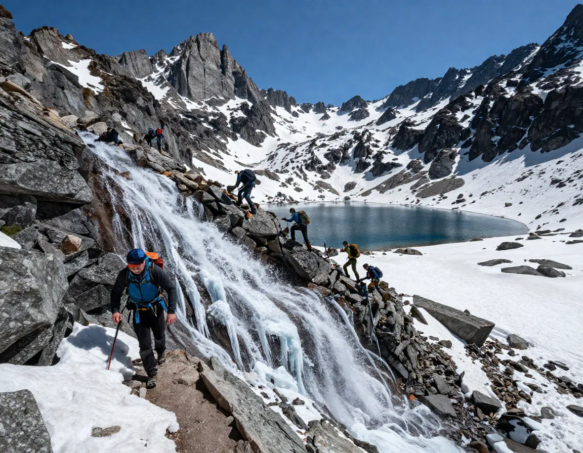 Sky pond trail alpine cirque waterfall scramble and towering spires