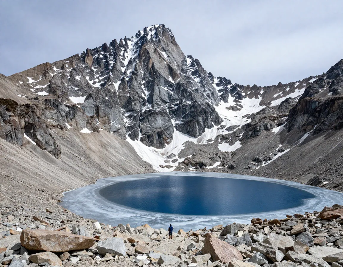 Chasm lake basin with sheer east face of longs peak above