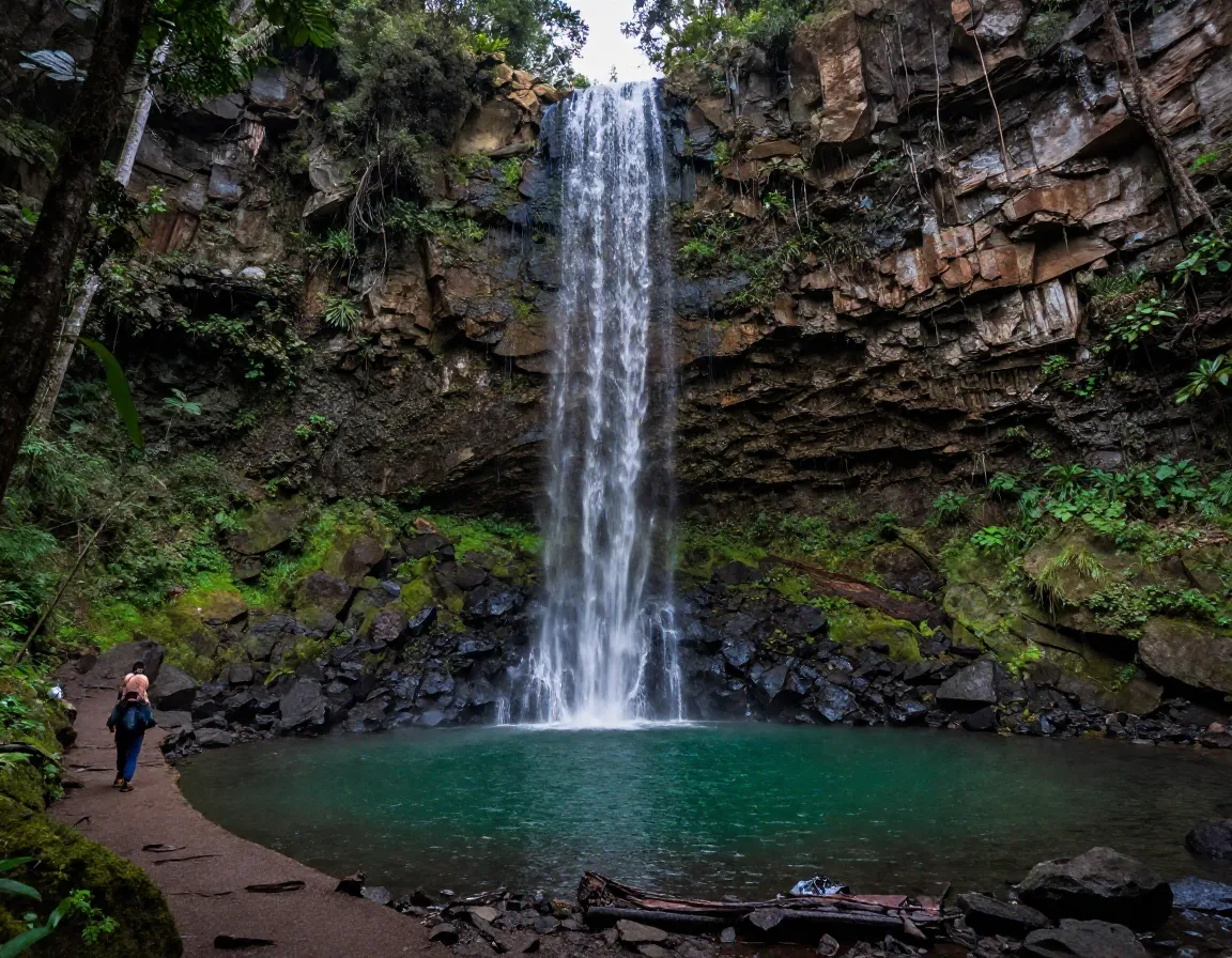 Minyon falls loop trail ancient rainforest basalt cliffs emerald pool