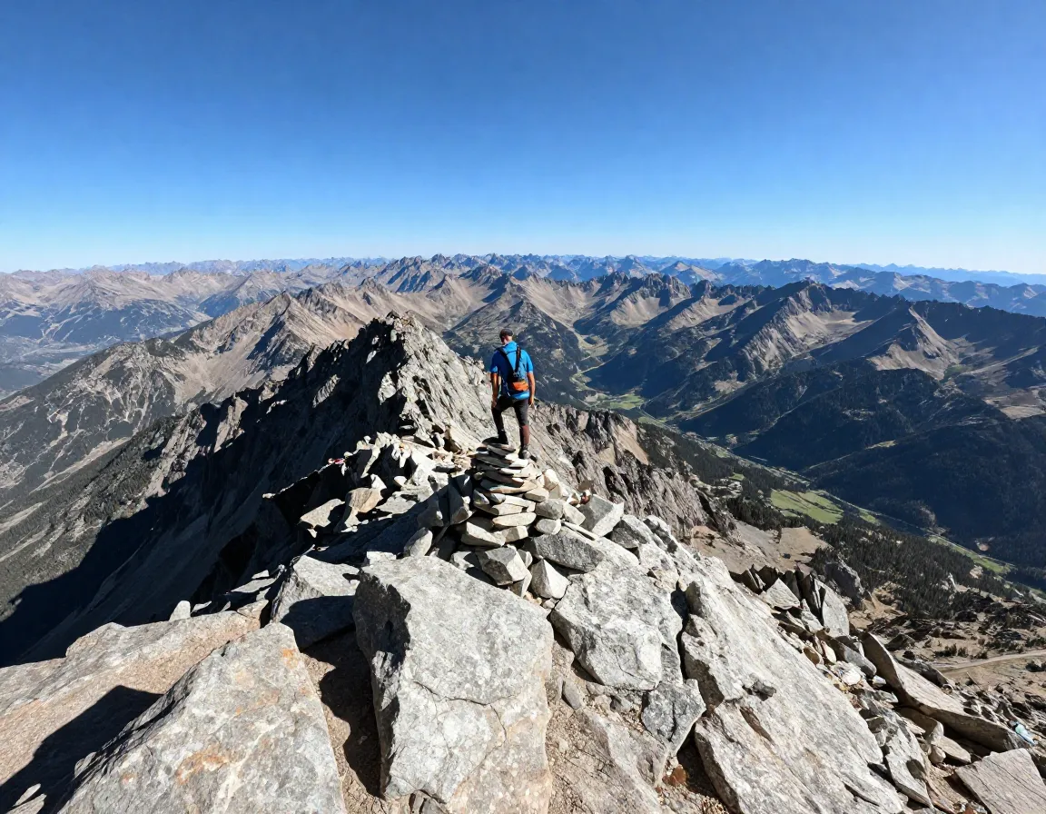Hallett peak summit 360 degree panorama of rocky mountains continental divide