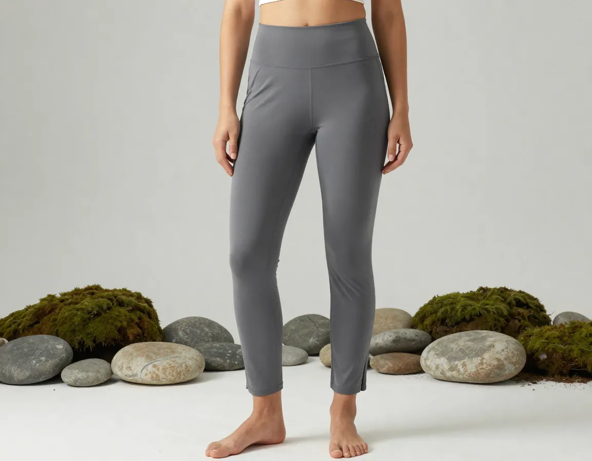 Vuori miles ankle pants held showing lightness stretch stones
