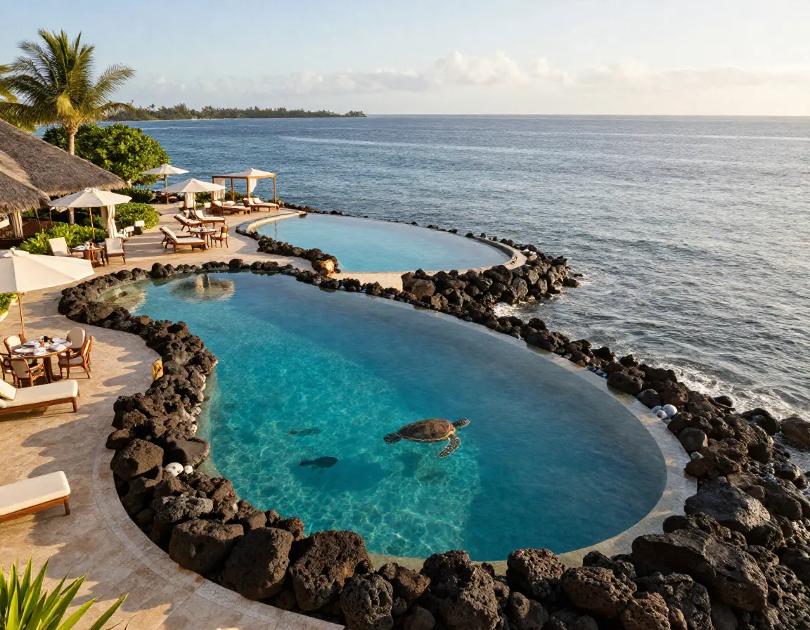 Exclusive luxury resort seven pools king pond snorkeling lava rock
