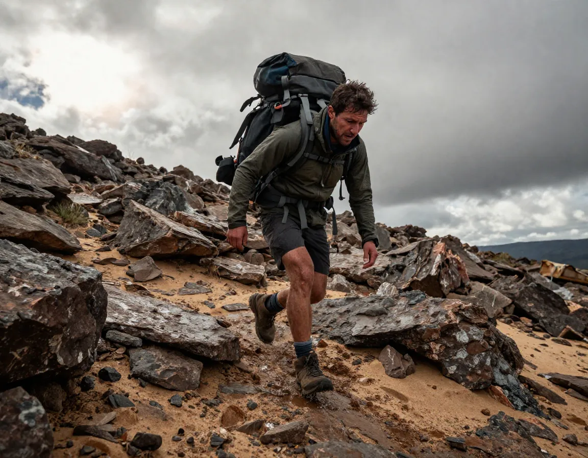 Weighted pack training rocky terrain ten hour day endurance hike