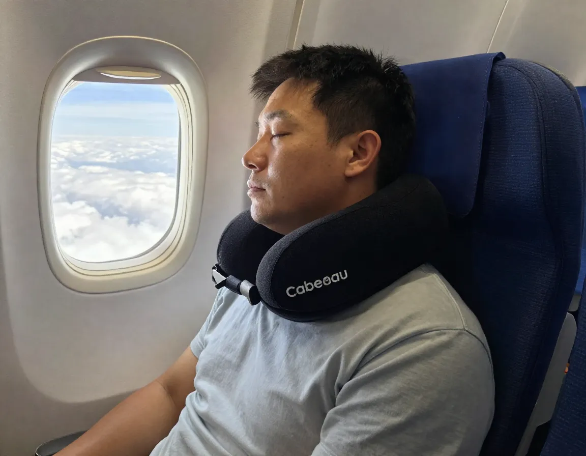 Cabeau evolution s3 neck pillow with seat strap side sleeper window