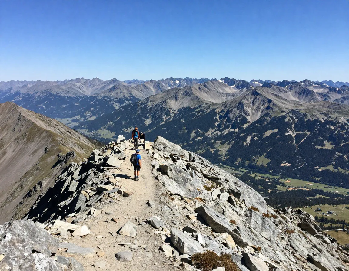 Hiker on quandary peak east ridge route with summit view