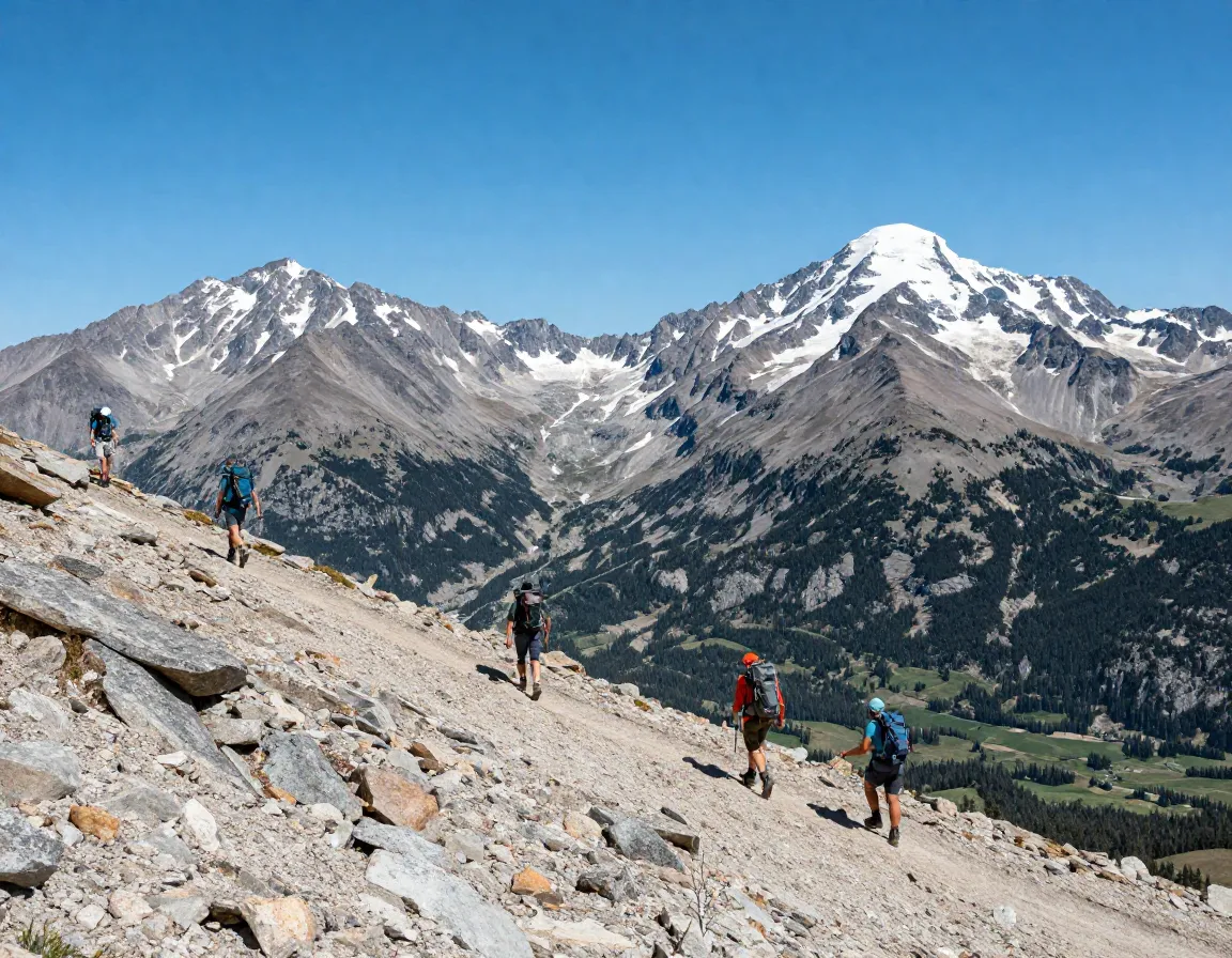 Two hikers traversing ridge between grays and torreys peaks