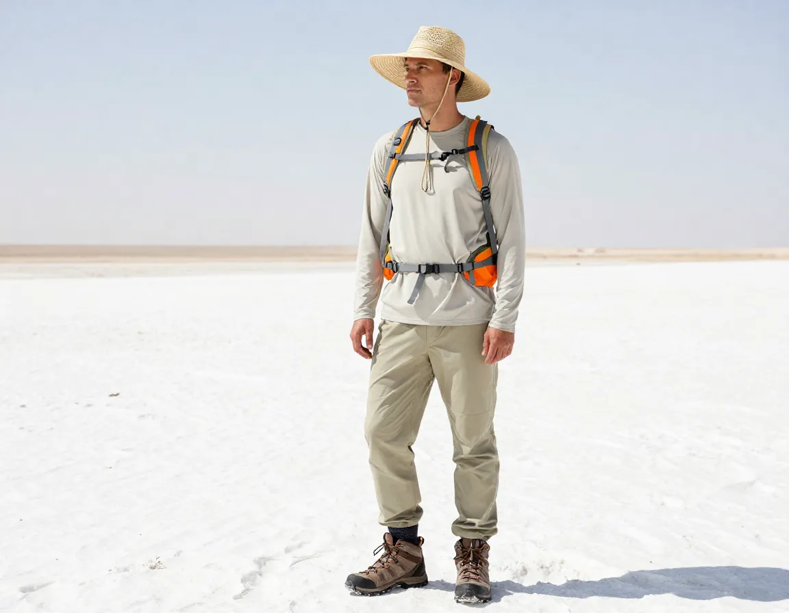 Head to toe upf protection wide brim hat neutral bright color safety outfit