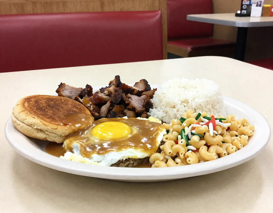 Big island grill heaping plate of hawaiian comfort food