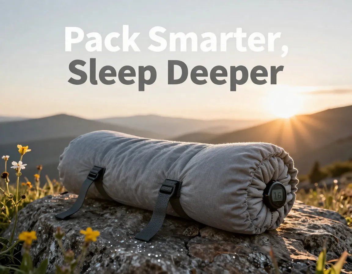 Ultralight pillow stuffed pack trail overlook morning sun