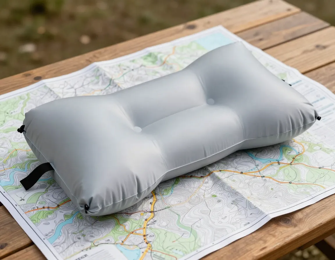 Zpacks inflatable pillow minimalist design on a trail map