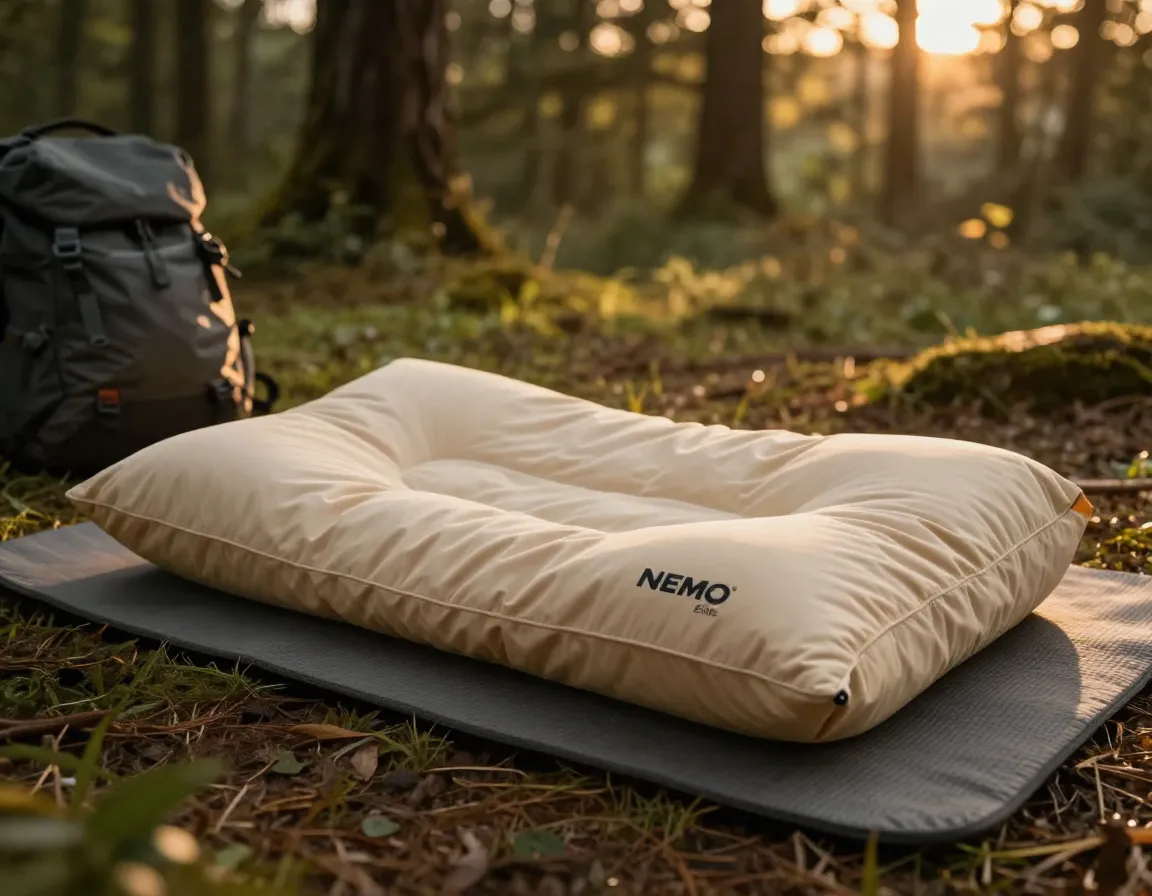 Nemo fillo elite wide flat pillow for back sleepers in camp
