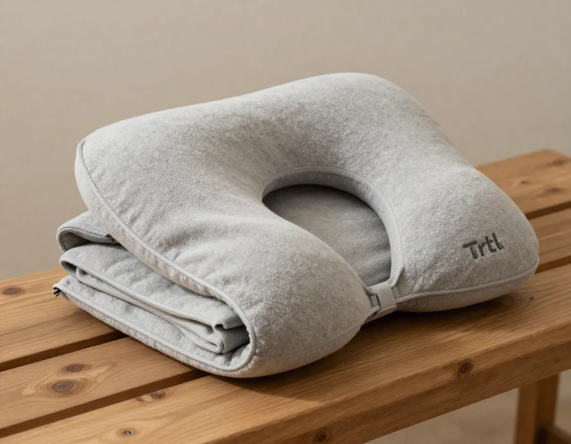 Trtl pillow plus folded fleece neck support with spine