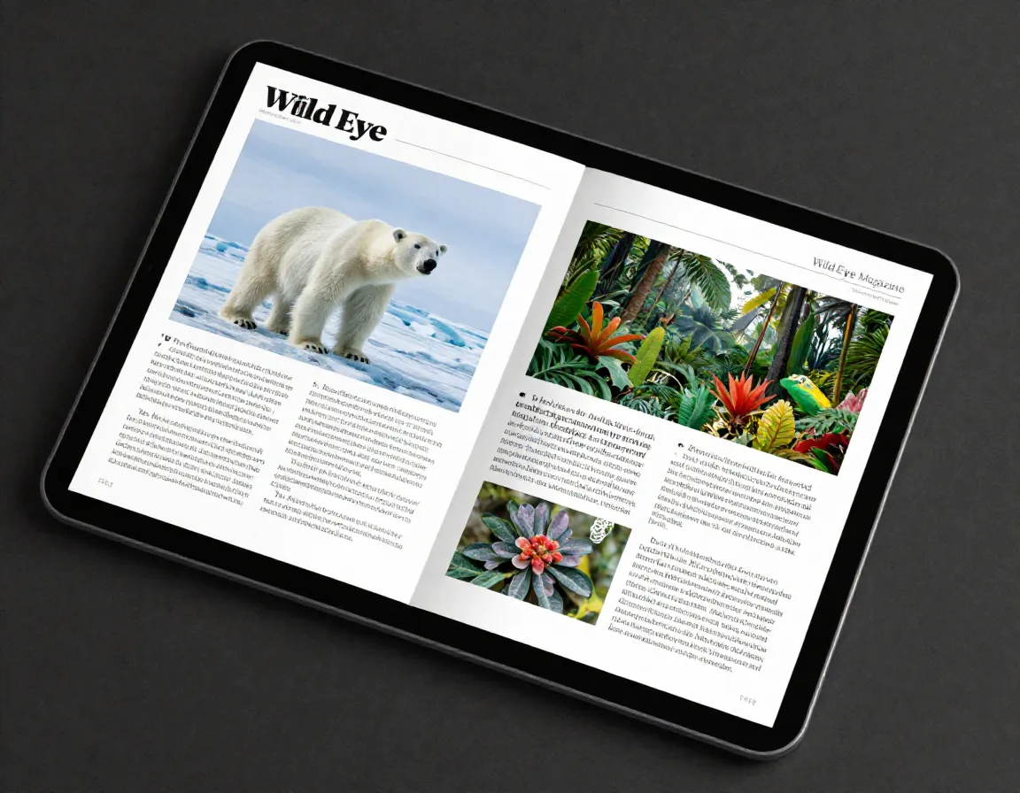 Wild eye magazine digital editorial spread multiple nature photographs