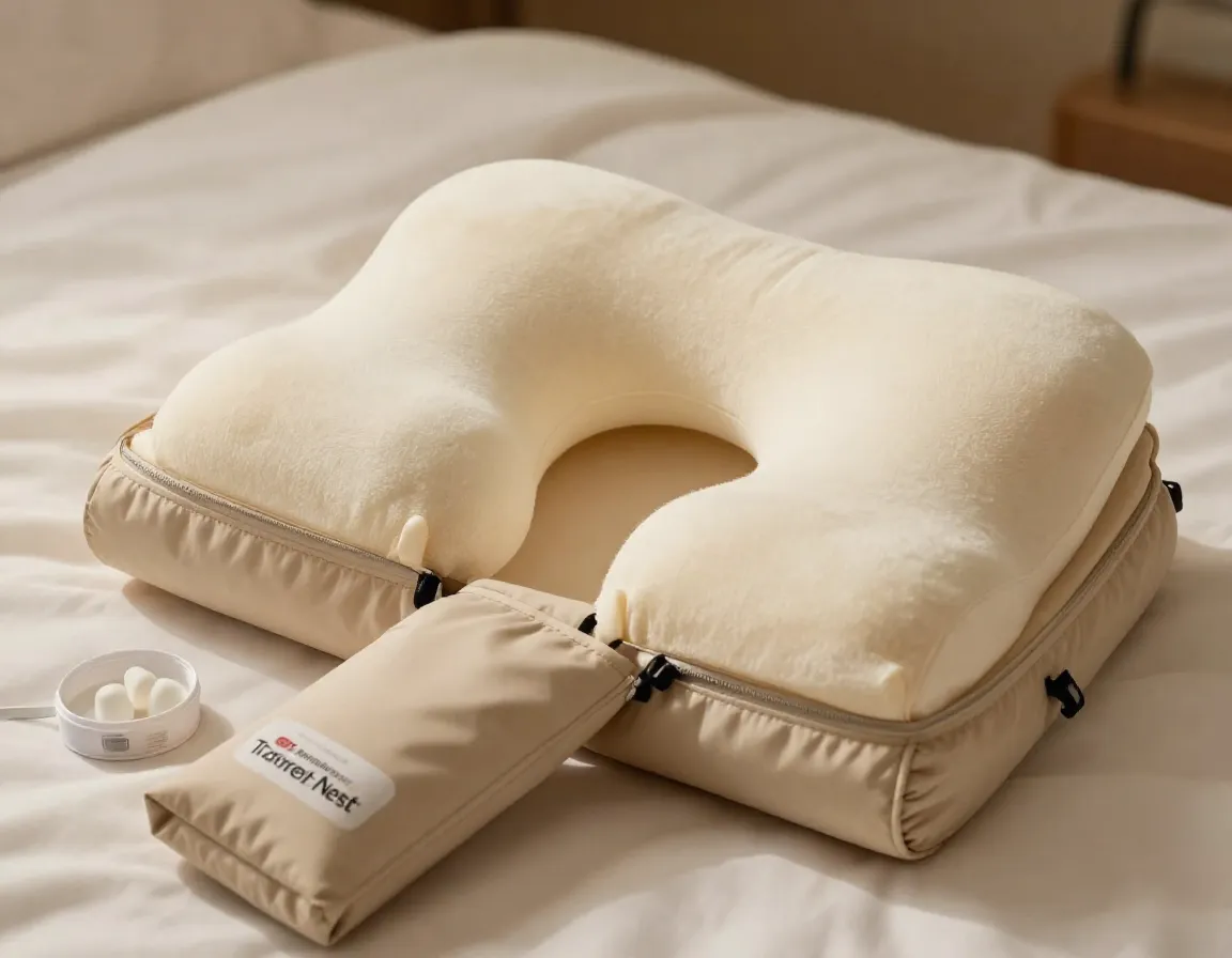 Travelrest nest ultimate rolled memory foam pillow in pouch
