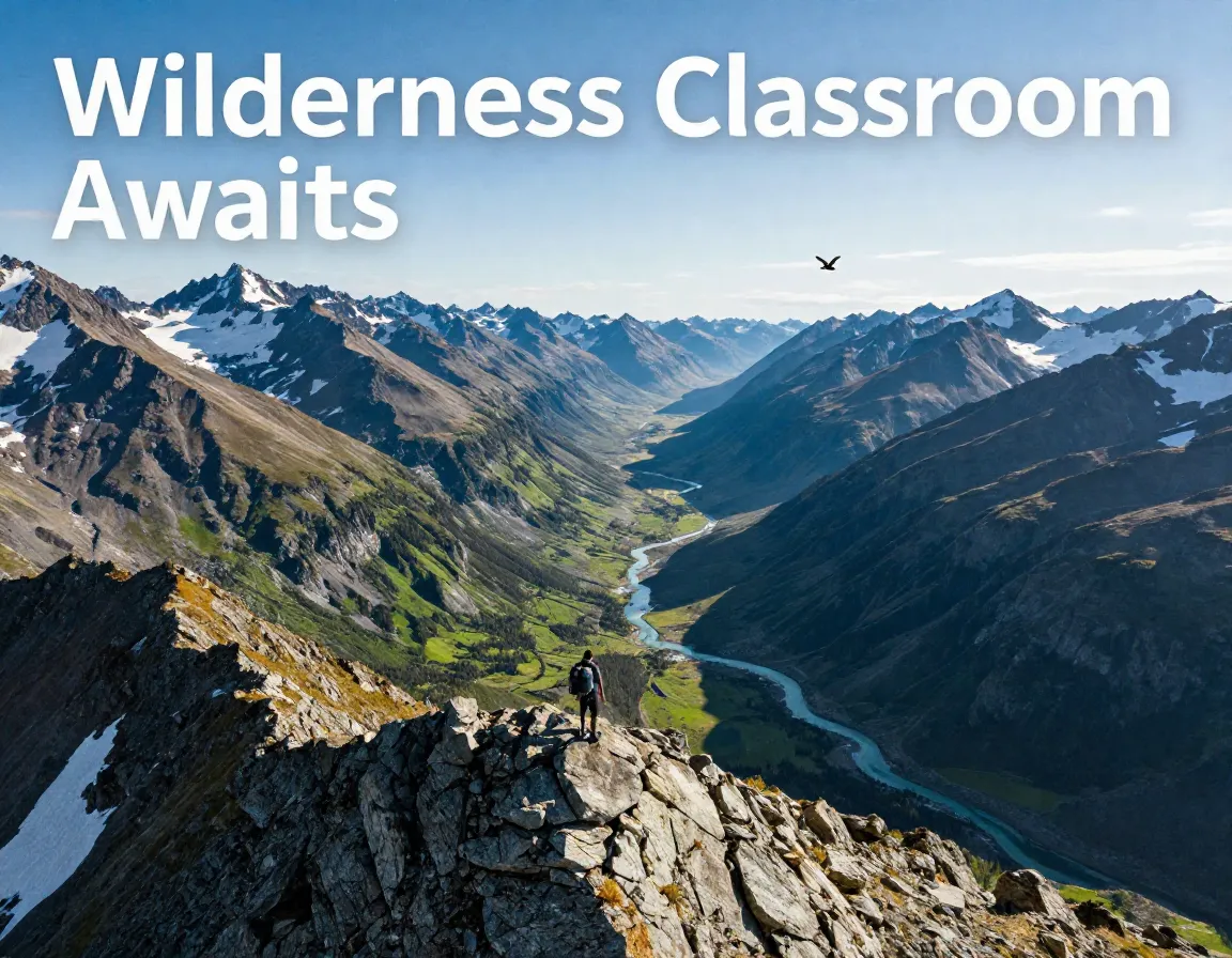Aerial view hiker ridge chugach mountains glacial valley wilderness