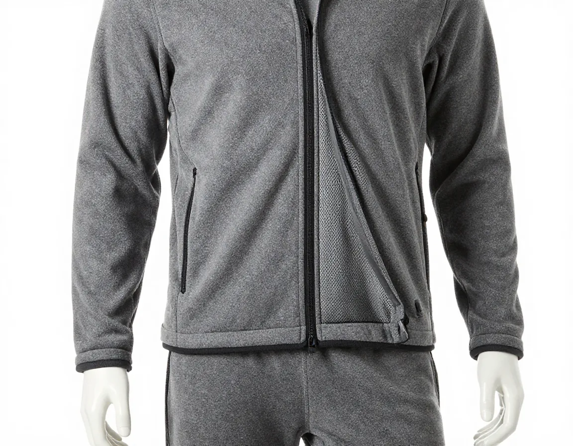 Full zip mesh backed fleece jacket pants mid layer set