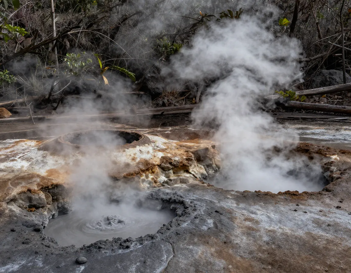 Las pailas loop trail volcanic fumaroles and boiling mud pots