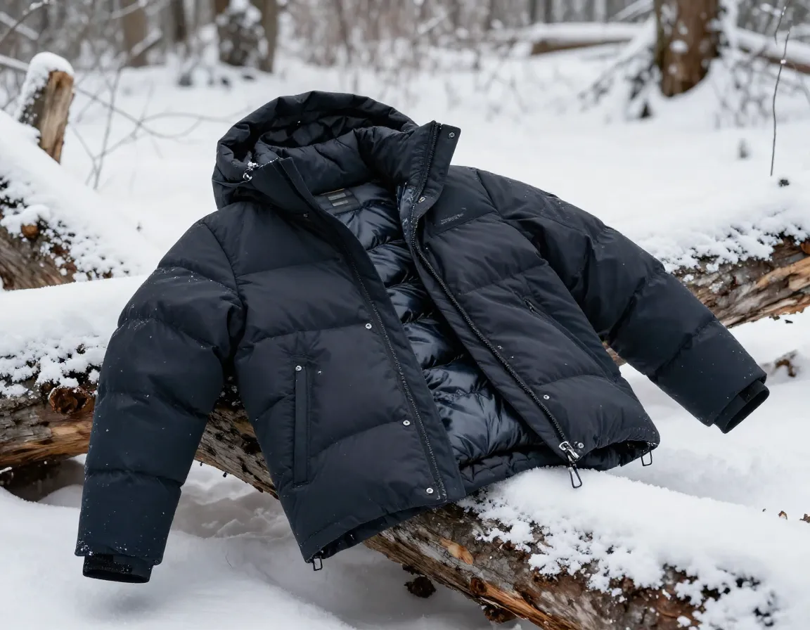 Premium insulated down jacket high fill power snowy log