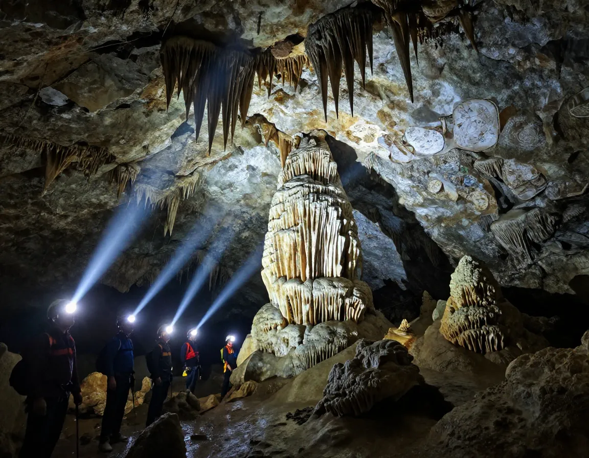 Barra honda caves limestone stalactites in underground cavern