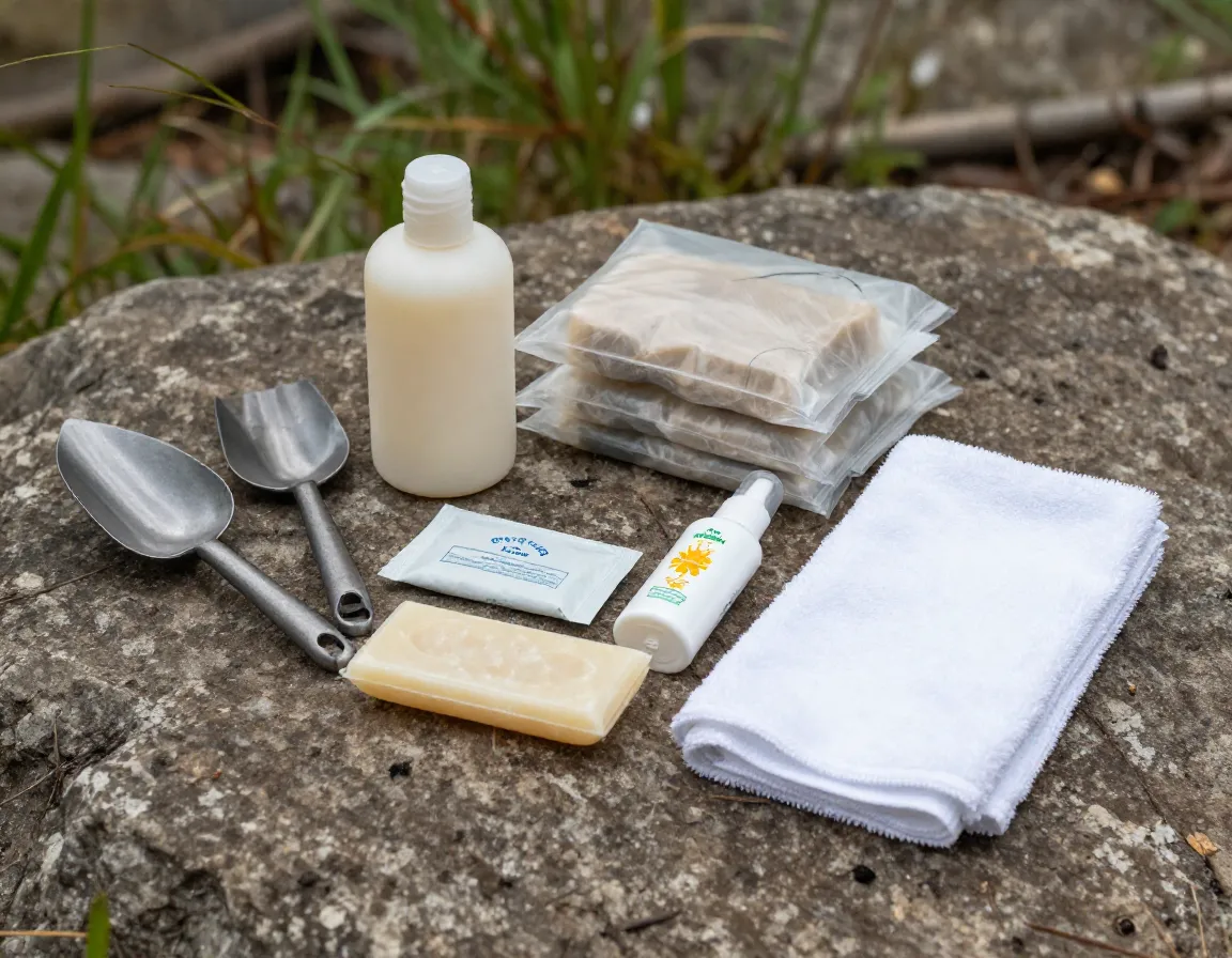 Biodegradable soap trowel waste bags leave no trace kit