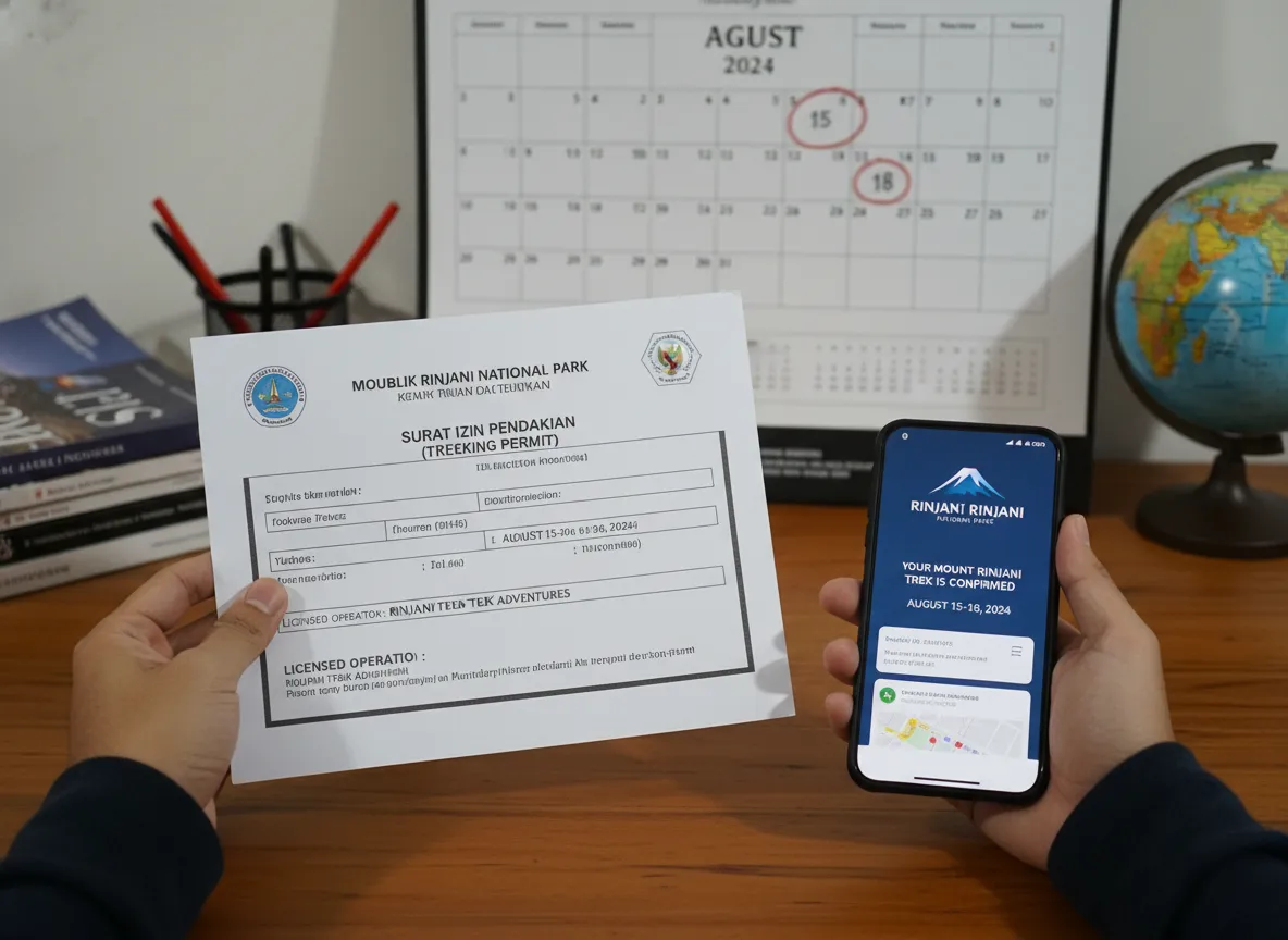Early mount rinjani trekking permit booked through licensed operator