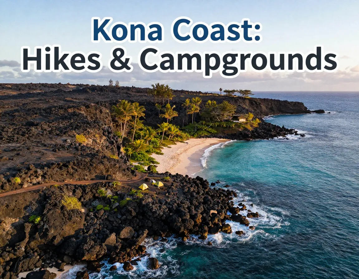 Black lava coastline winding trail tent beach sunrise aerial view