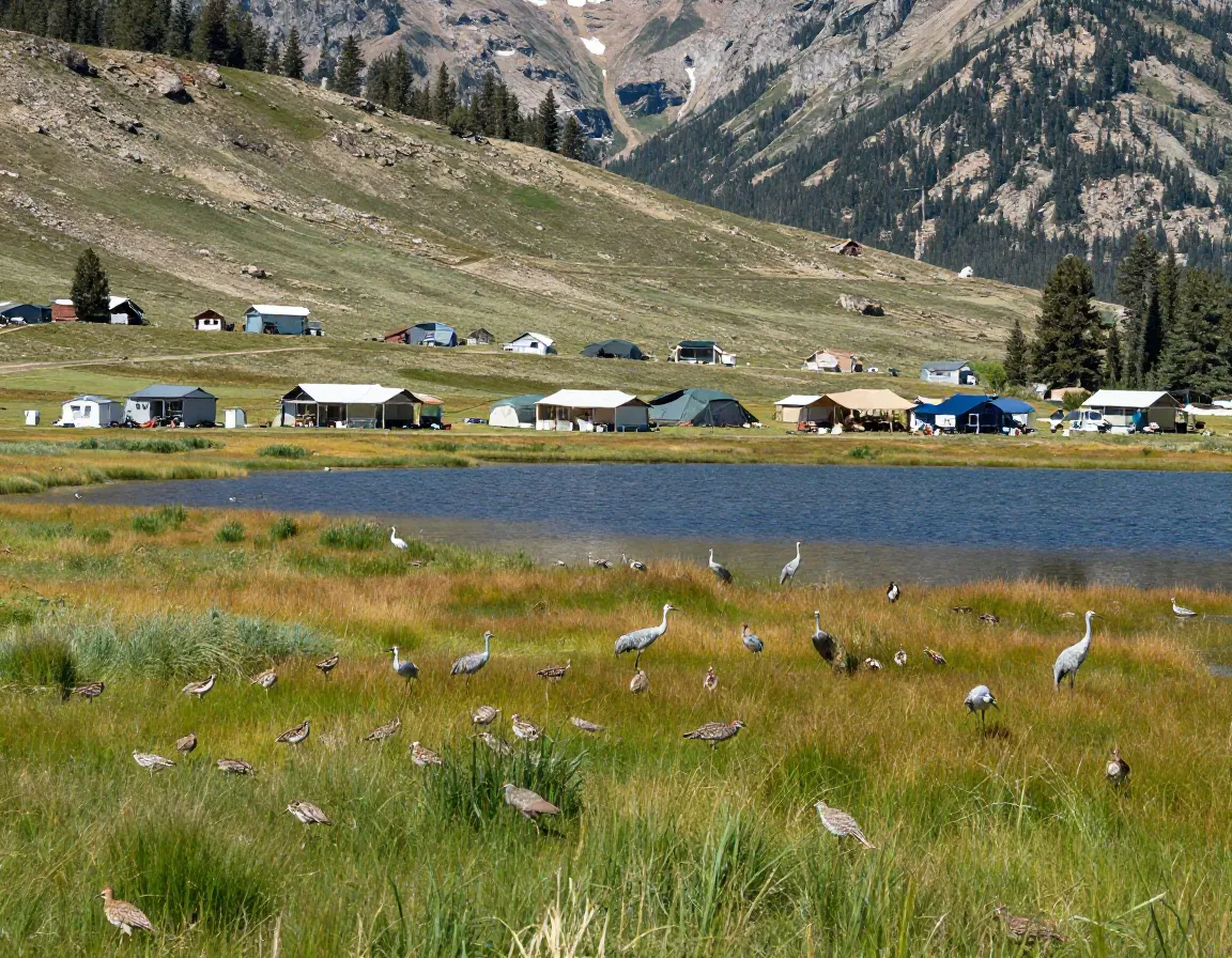 High elevation campground wetland complex with bird species