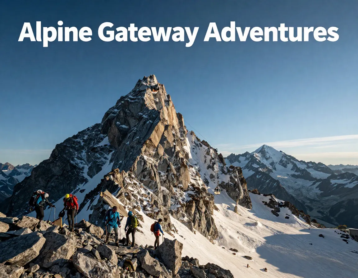 Aiguille du midi alpine gateway mont blanc climbers hikers sunrise panorama