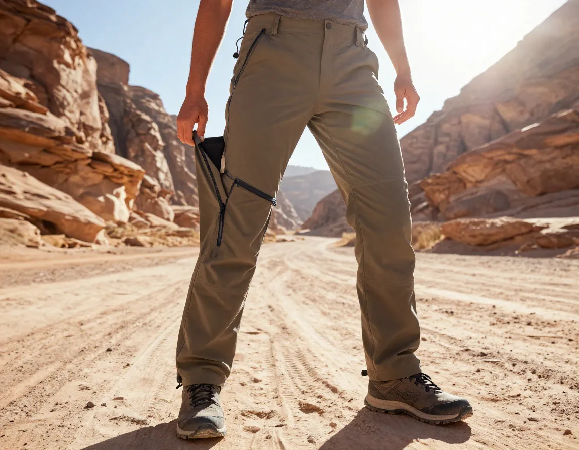 Rei sahara convertible pants zipped off for hot variable weather hiking