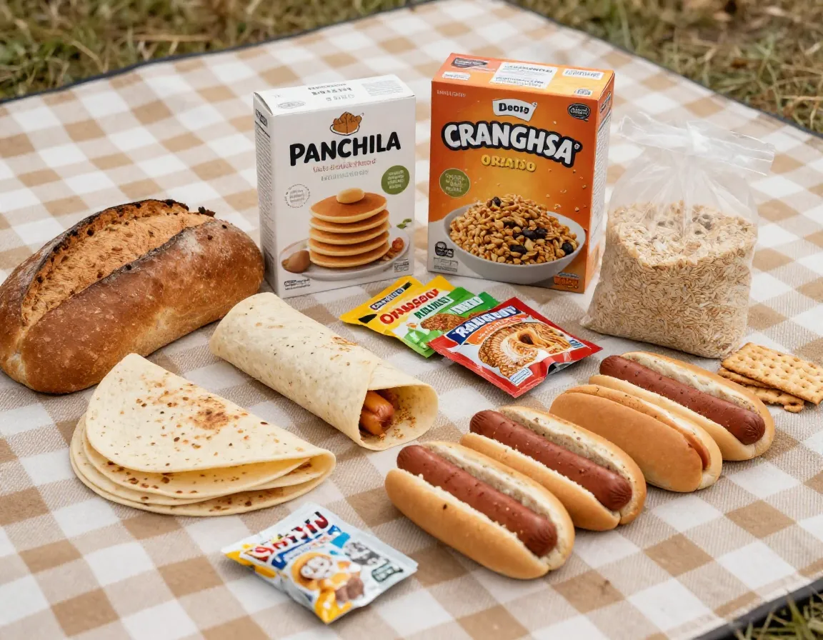 Variety of grains and breads for versatile camp meal preparation