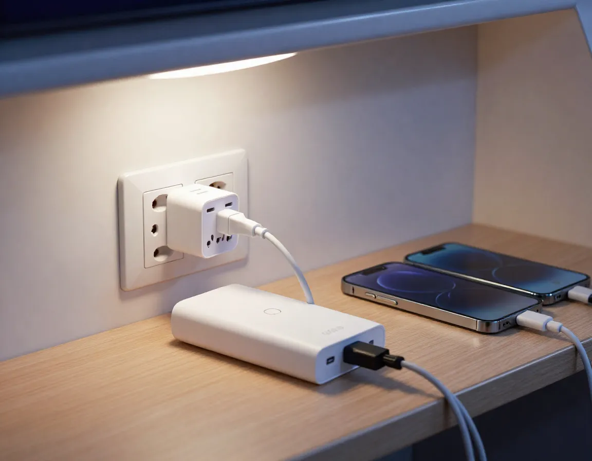 Chargers power bank multi port plugged in stateroom outlet
