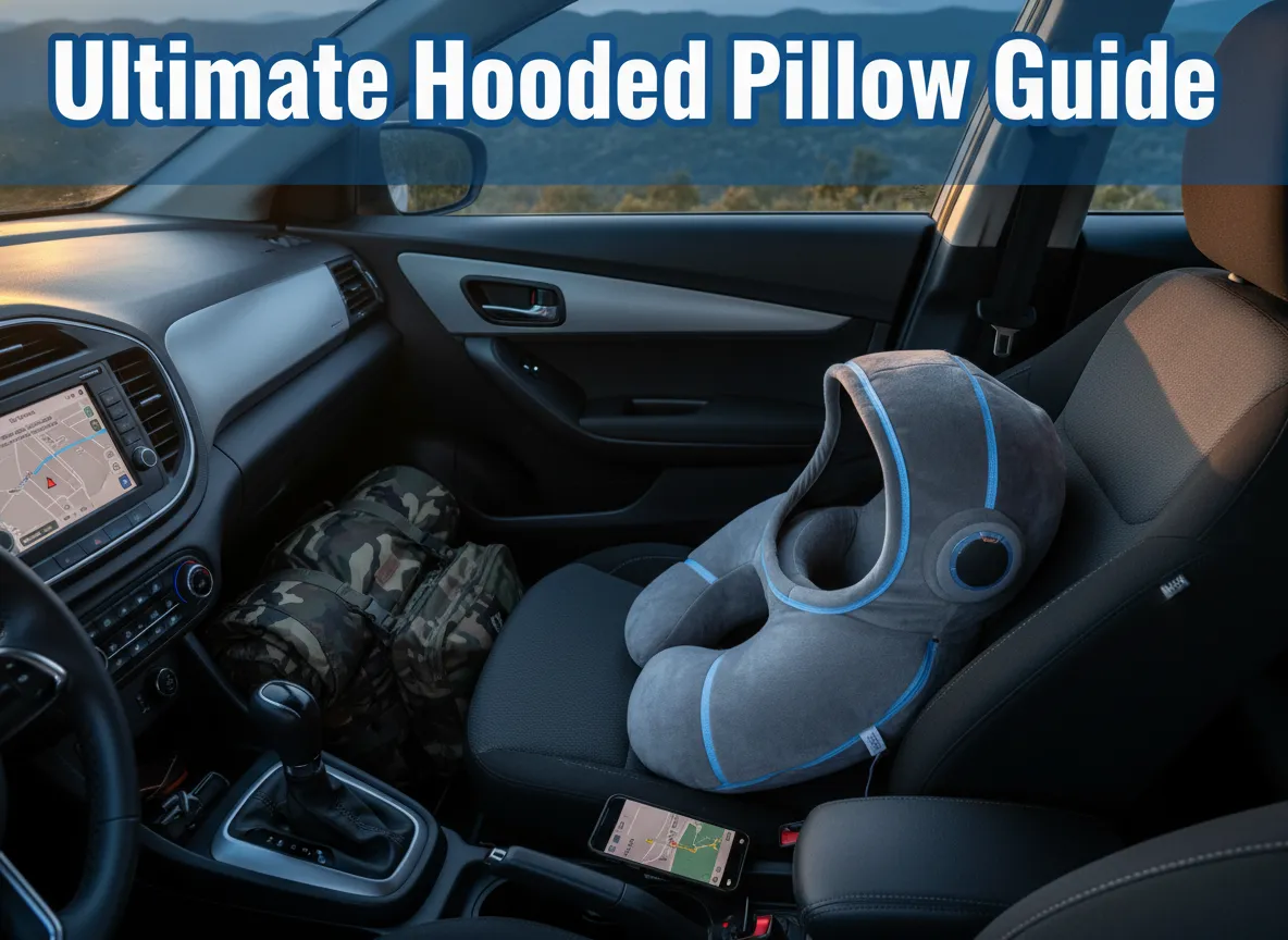 Hooded travel pillow car seat camping gear scenic overlook rest stop