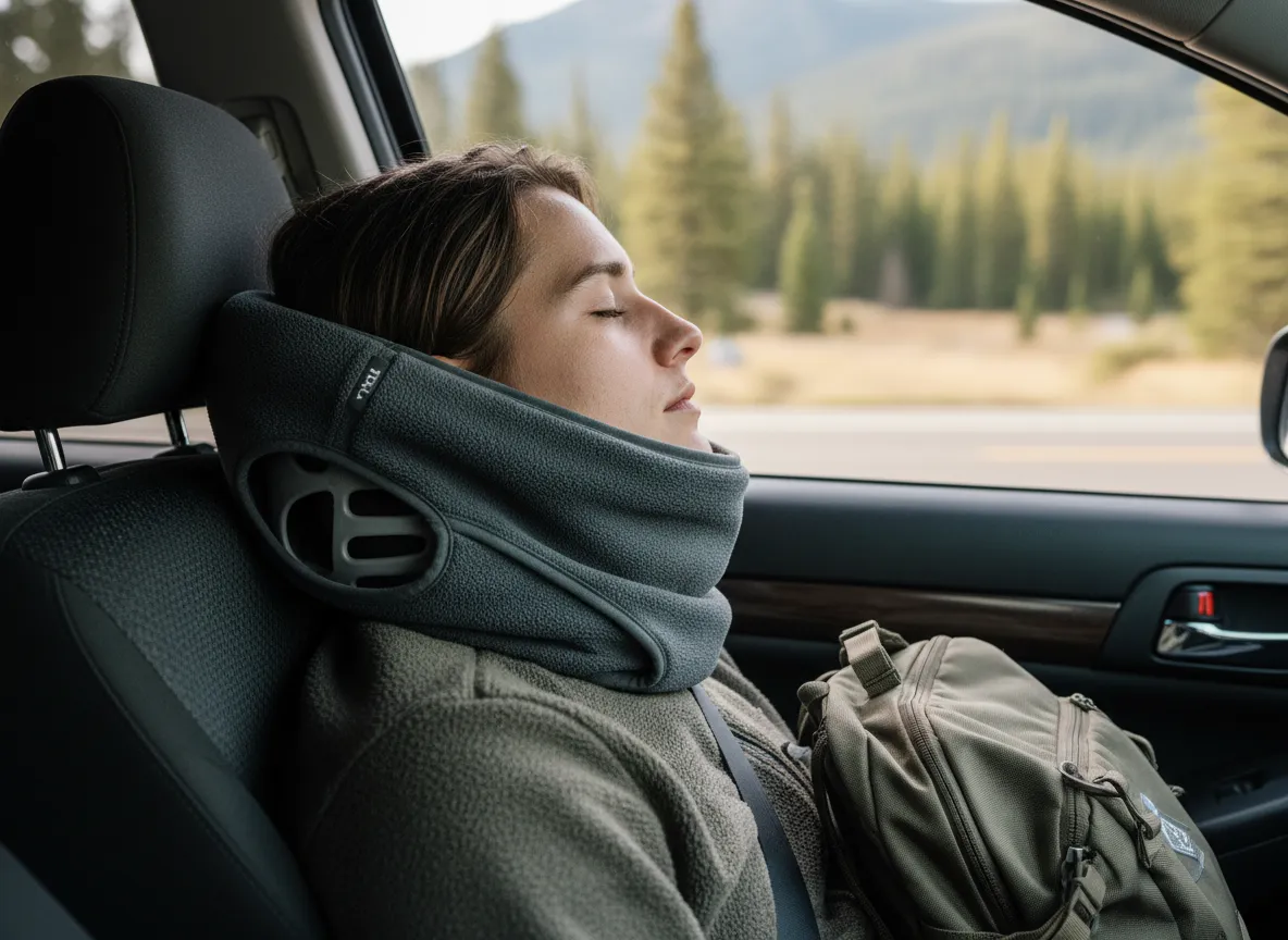 Trtl scarf style travel pillow minimalist backpacker car window