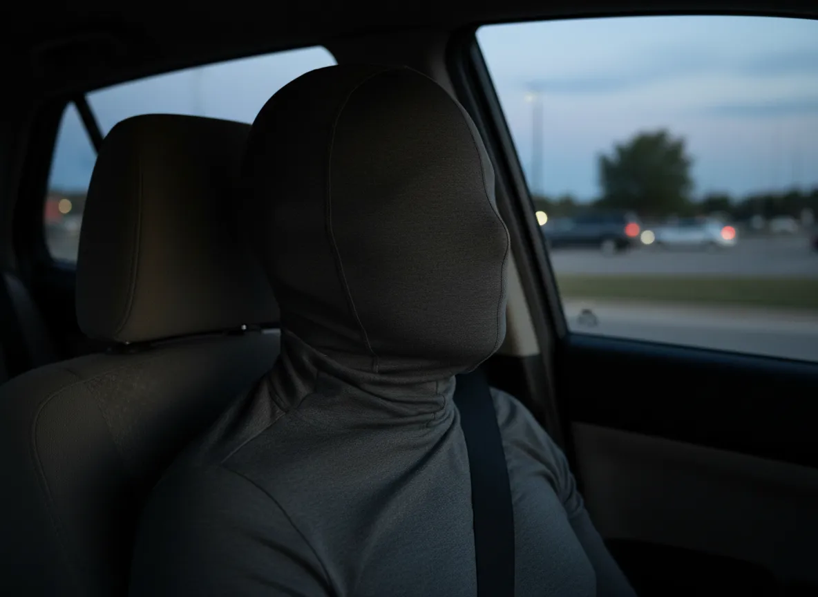 Ostrich pillow hood full head immersion sleep rest stop parking