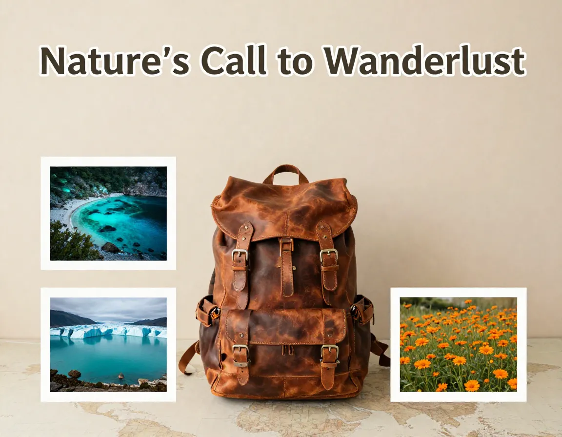 Backpack with floating nature photo insets map texture inspiration aesthetic