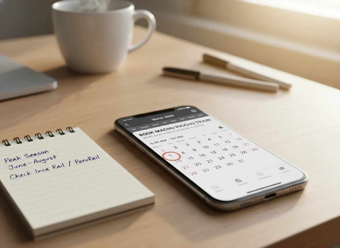Smartphone calendar reminder for booking machu picchu train tickets early