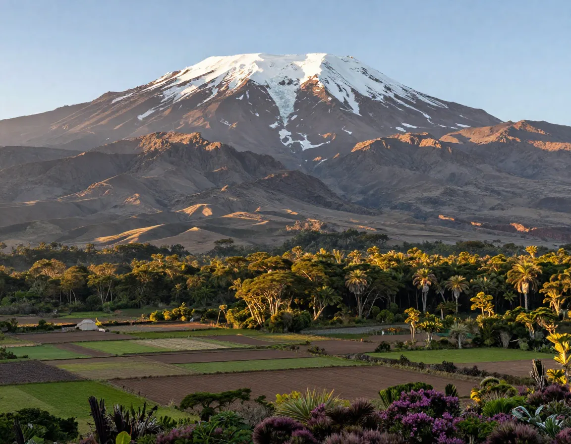 Five distinct climate zones of kilimanjaro in one panoramic vista