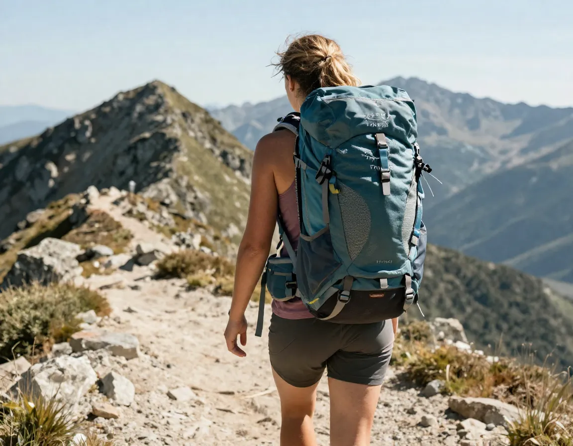 Osprey tempest 20 daypack on woman hiking mountain trail