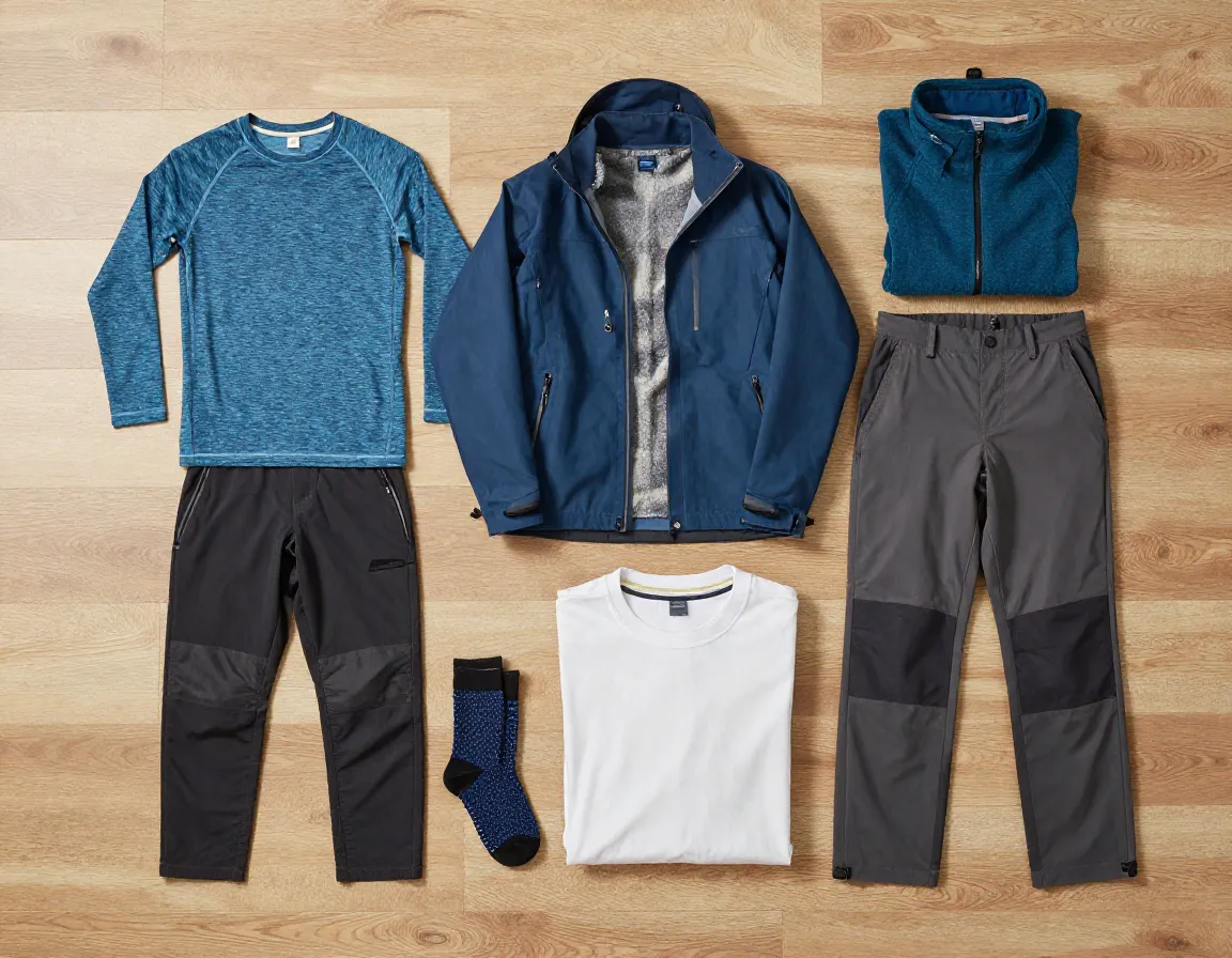 Layered clothing system of base mid and outer shell for hiking