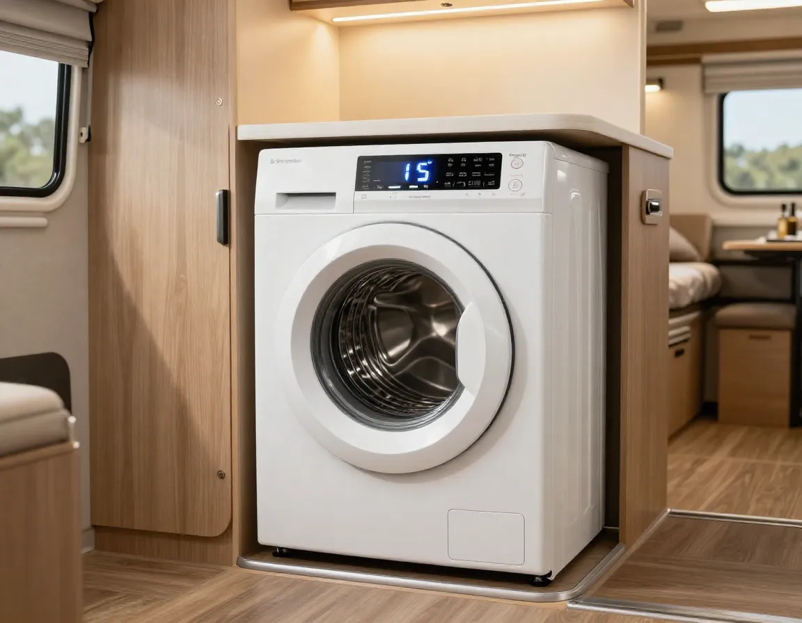 Premium compact electric washer with led display on rv countertop