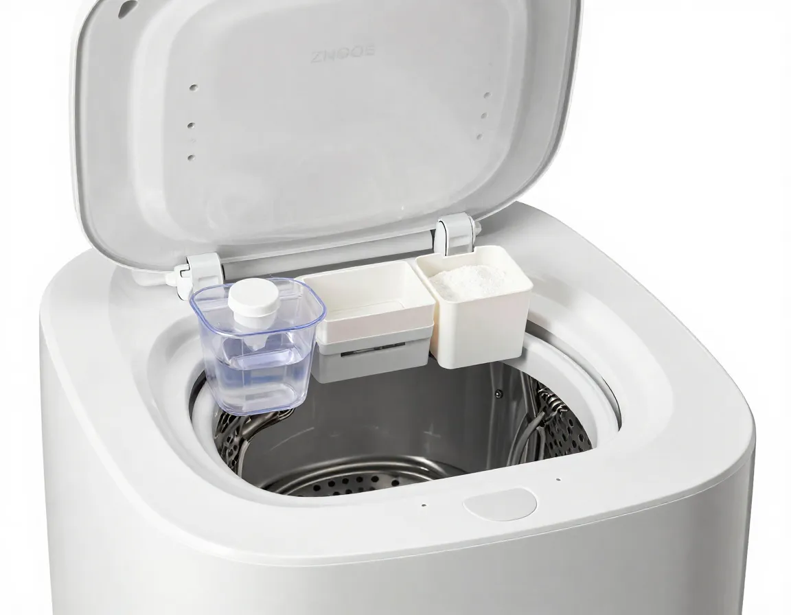 Znoooe portable washer with dual liquid and powder detergent dispensers
