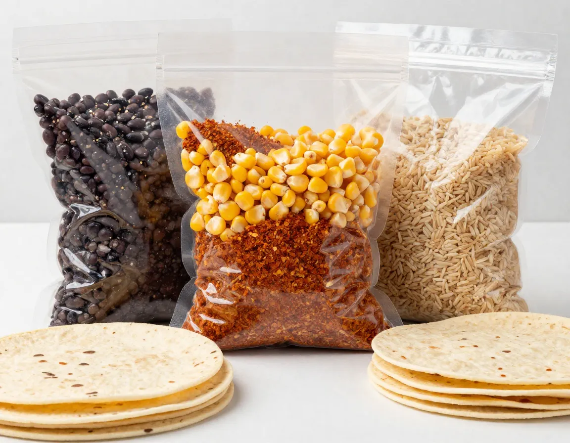 Black bean corn burrito filling dehydrated mash with seasonings