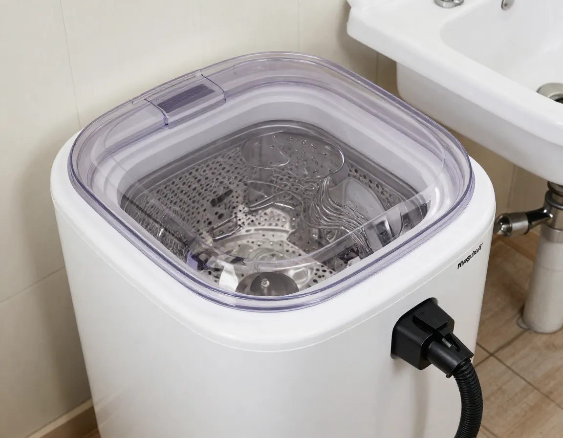 Magic chef portable washer with transparent lid and built in drain pump
