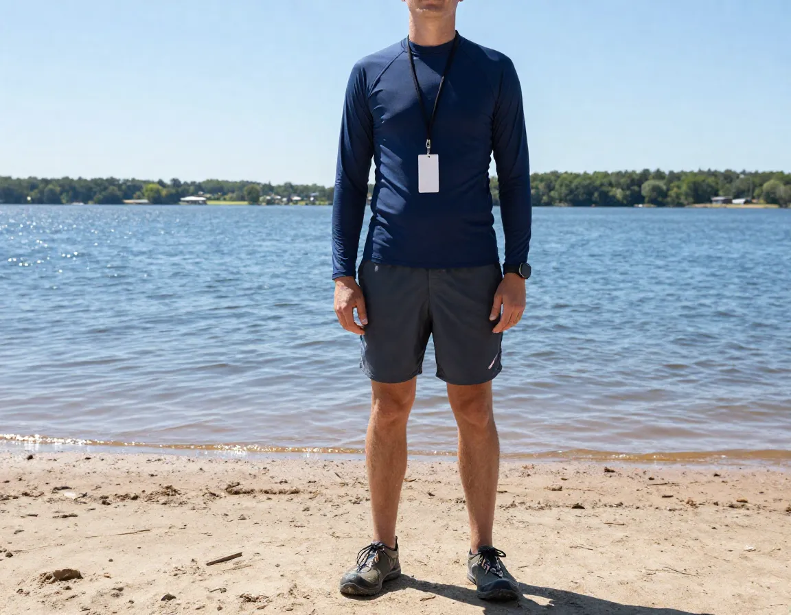 Waterfront ready outfit counselor lake beach swimming