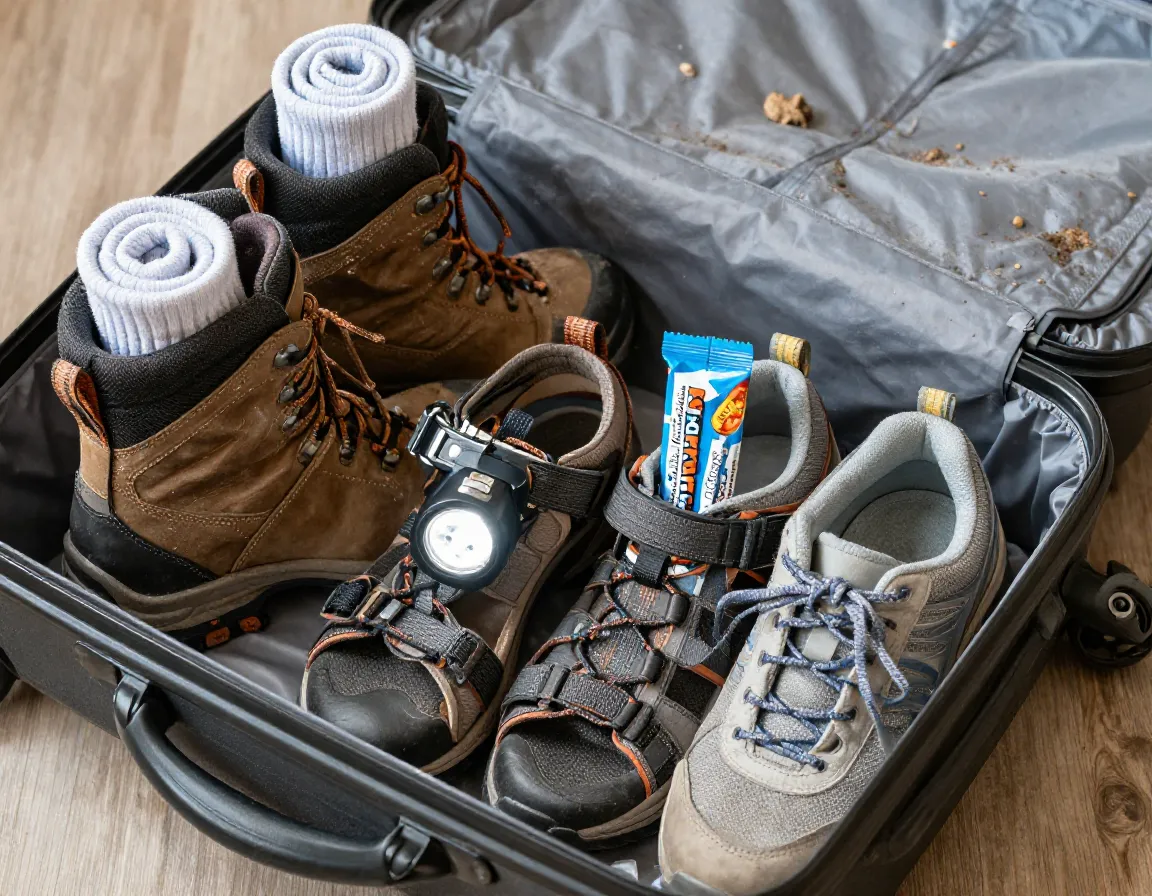 Shoes packed with small items stored inside their hollow space