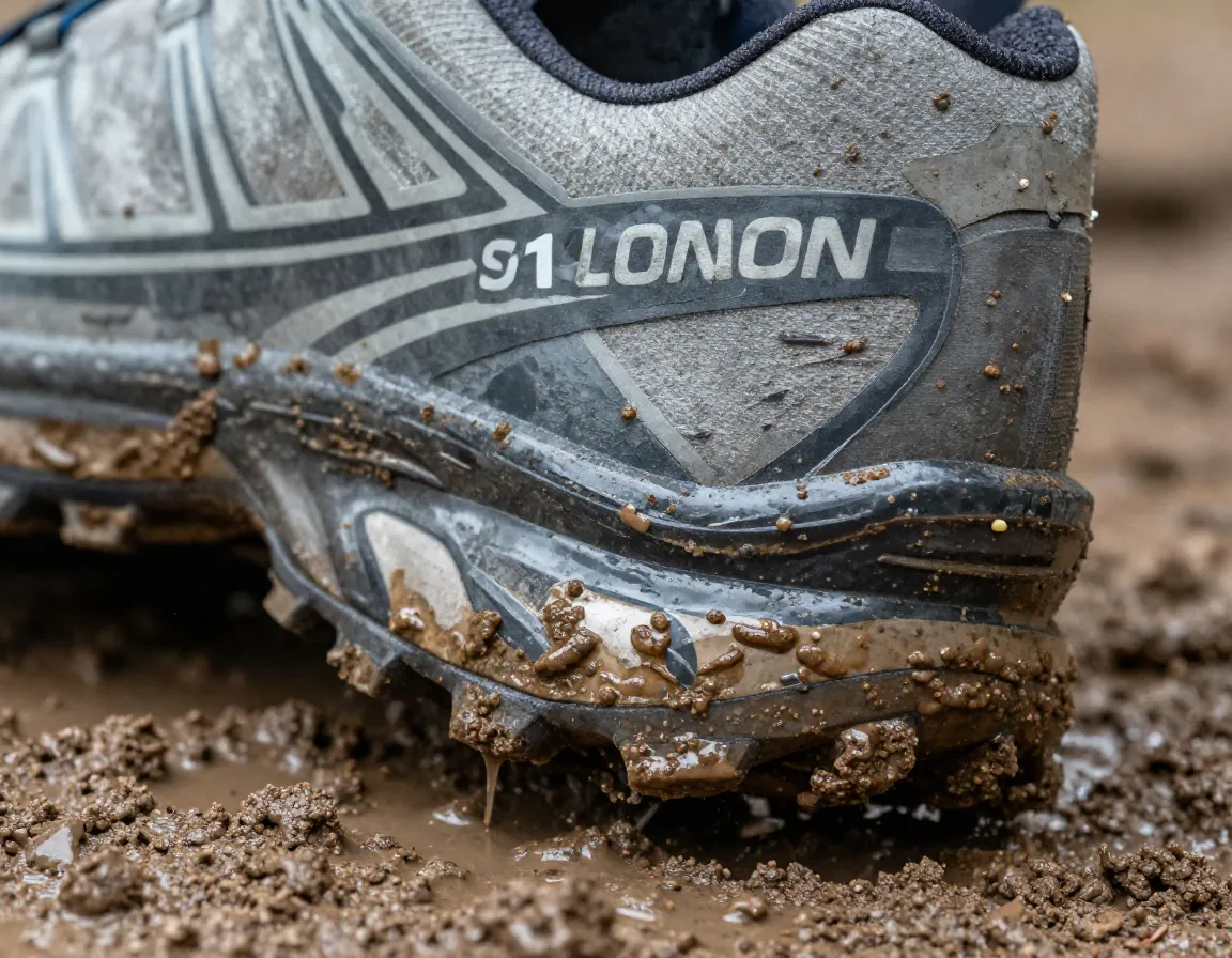 Salomon speedcross 6 gtx shoe with deep lugs in thick mud
